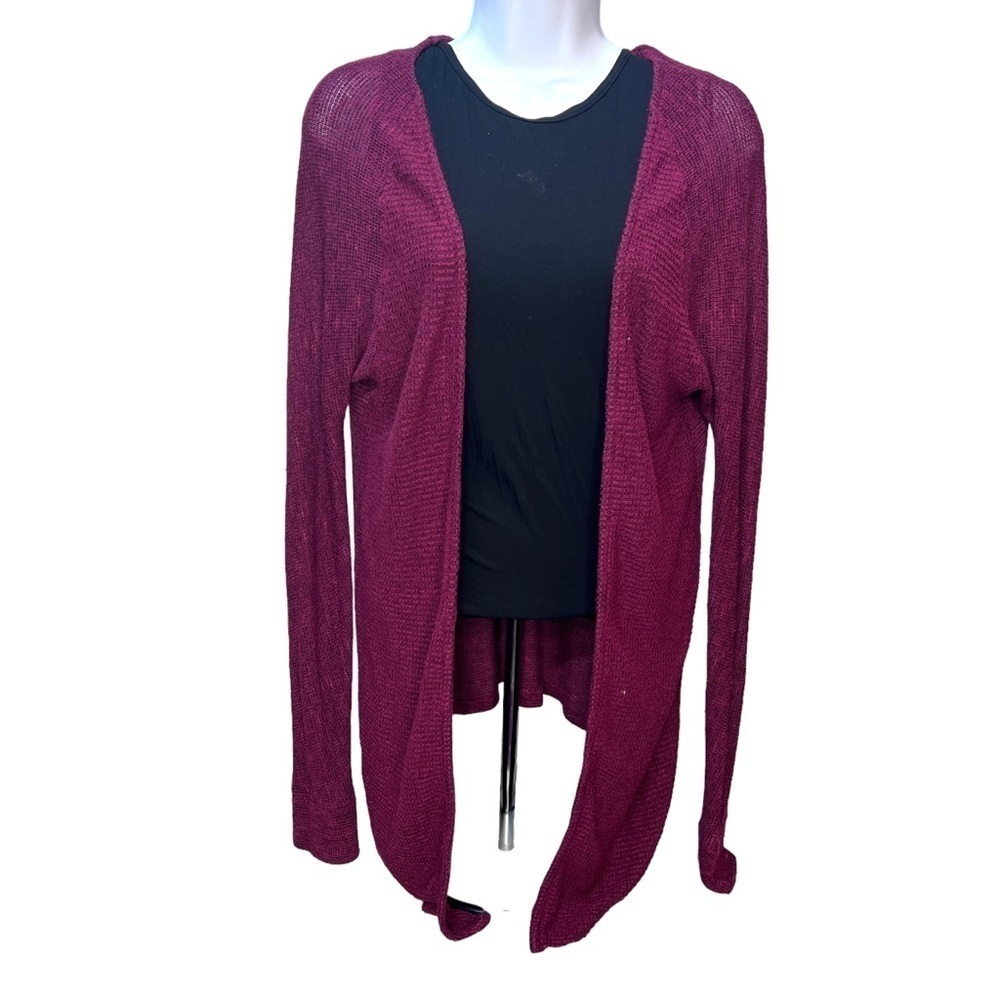 American Eagle Woman's Open Front Cardigan Cranberry Maroon Medium